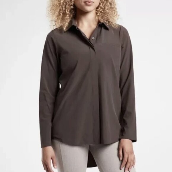 Athleta Tops - Athleta Urbanite Top 2.0 3X NEW W/TAGS Brown Oversized Button‑Down Tunic